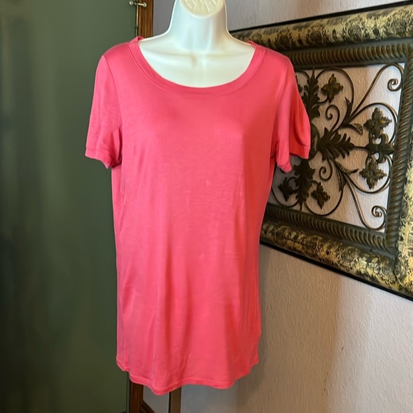 Armani Collection | Short Sleeve Cashmere Blend Coral Tee Sz 10 - Picture 1 of 10